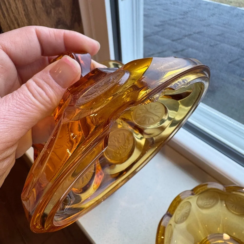 Vintage FOSTORIA AMBER Coin Glass Set
